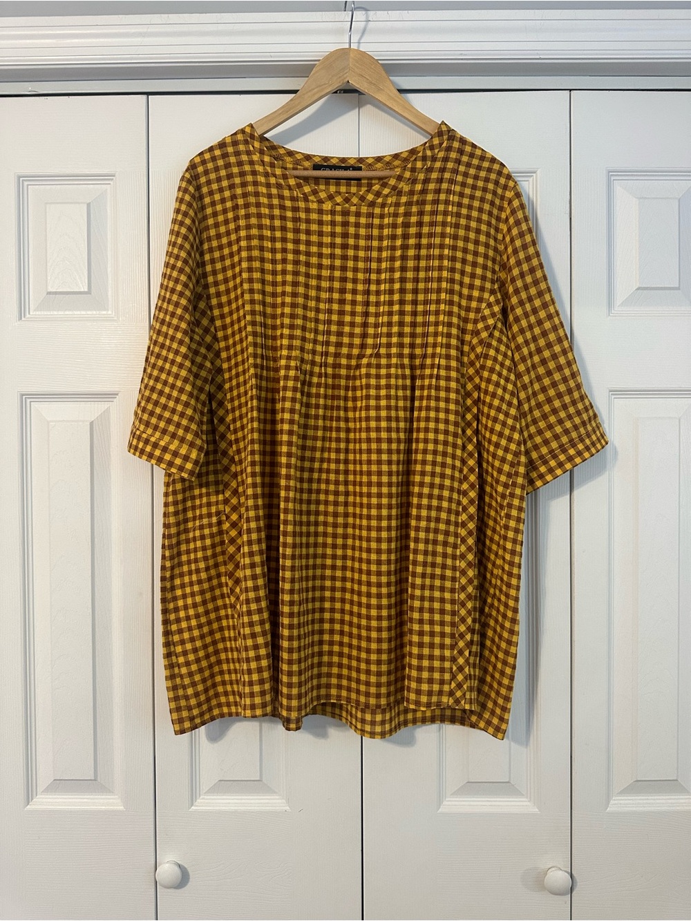 Mustard Gingham Short Sleeve Tunic/Mini Dress, 2XL